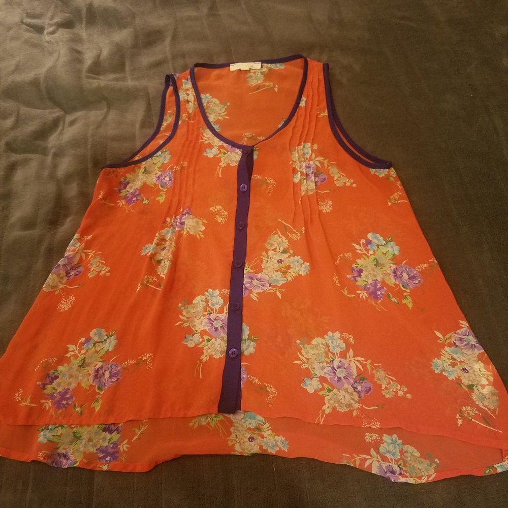 Lush Semi-Sheer Sleeveless Blouse - Picture 2 of 3